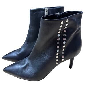 Aquatalia NWOB Miana Black Heeled Booties Size 11M Pointed Toe Stiletto Studded